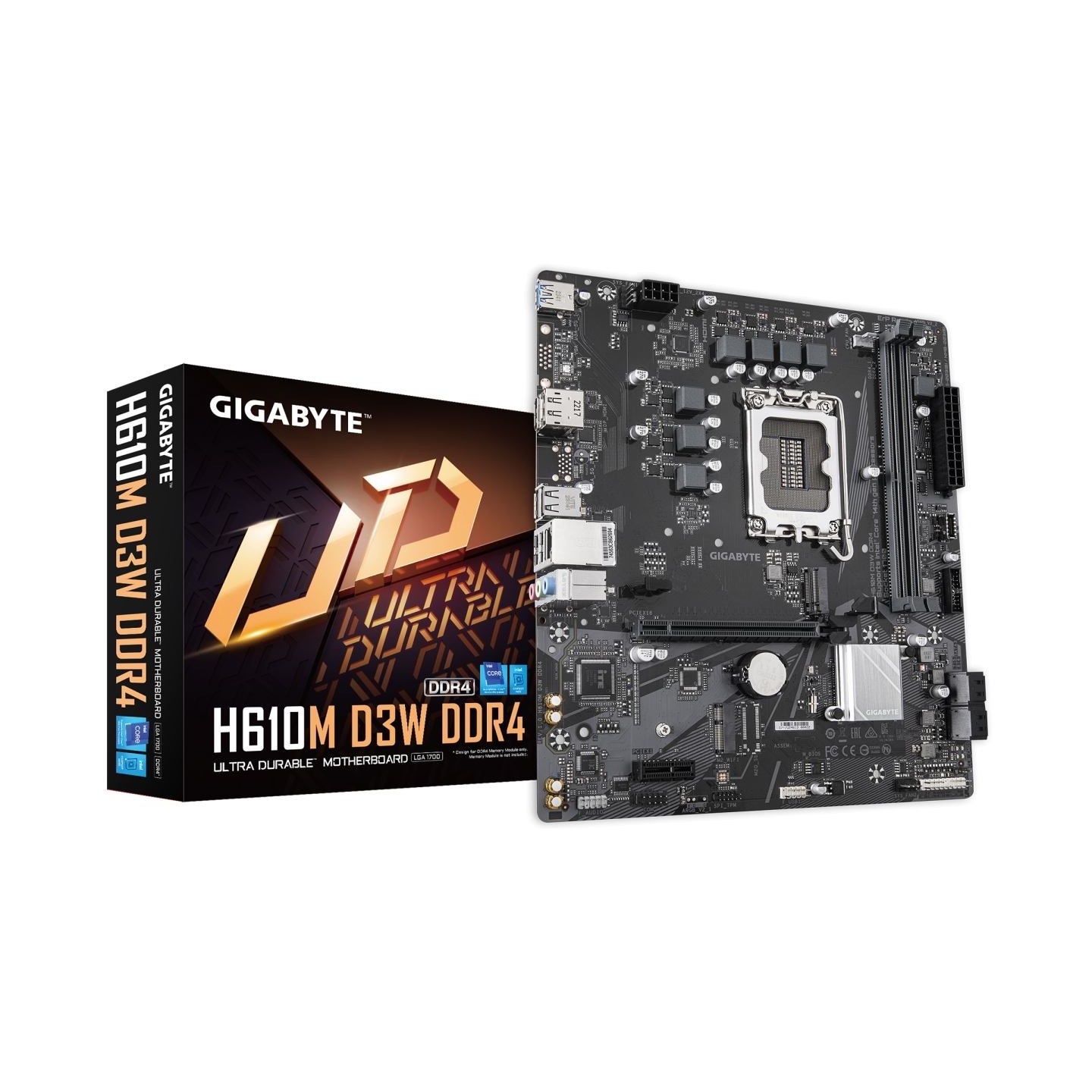 Gigabyte H610M D3W DDR4 | Processor family Intel | Processor socket LGA1700 | DDR4 | Supported hard disk drive interfaces M.2, S
