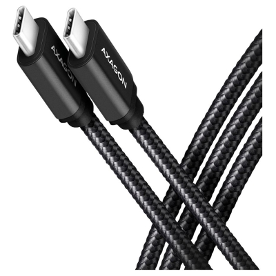 Axagon Data and charging USB 3.2 Gen 1 cable length 1 m. PD 60W, 3A. Black braided.