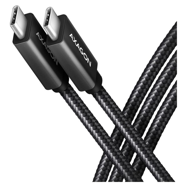 Axagon Data and charging USB 3.2 Gen 2 cable lengh 1 m. PD 100W, 5A, 4K HD video. Black braided.