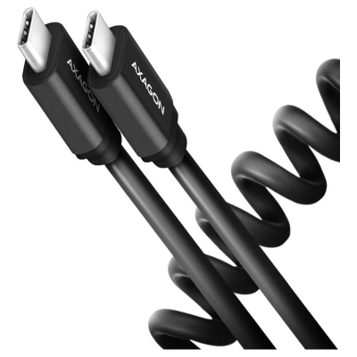 Axagon Data and charging USB 2.0 cable lengh 0.6 m. PD 60W, 3A. Black twisted.