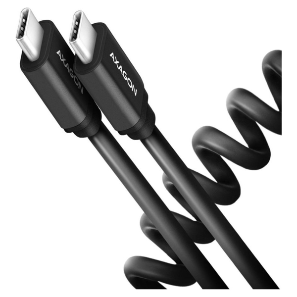 Axagon Data and charging USB 2.0 cable lengh 0.6 m. PD 60W, 3A. Black twisted.