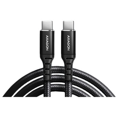 Axagon Data and charging USB 2.0 cable length 1 m. 3A. PD 60W, 3A. Black braided.