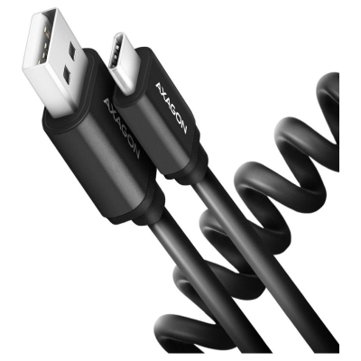Axagon Data and charging USB 2.0 cable lengh 0.6m. 3A. Black twisted.