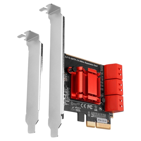 Axagon Six-channel SATA III PCI-Express controller with six internal SATA ports. Standard & Low profile.