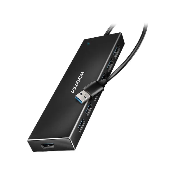 Axagon Seven-port USB 3.2 Gen 1 hub with charging support. Connector for external power supply. USB-A cable 1 m.