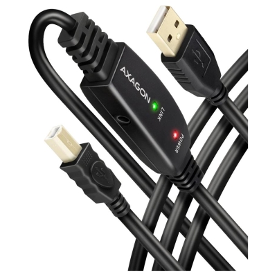 Axagon Active connection USB 2.0 A-M > B-M cable, 20 m long. Power supply option.
