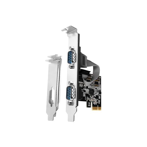 Axagon PCI-Express card with two 250 kbps serial ports. ASIX AX99100. Standard & Low Profile.