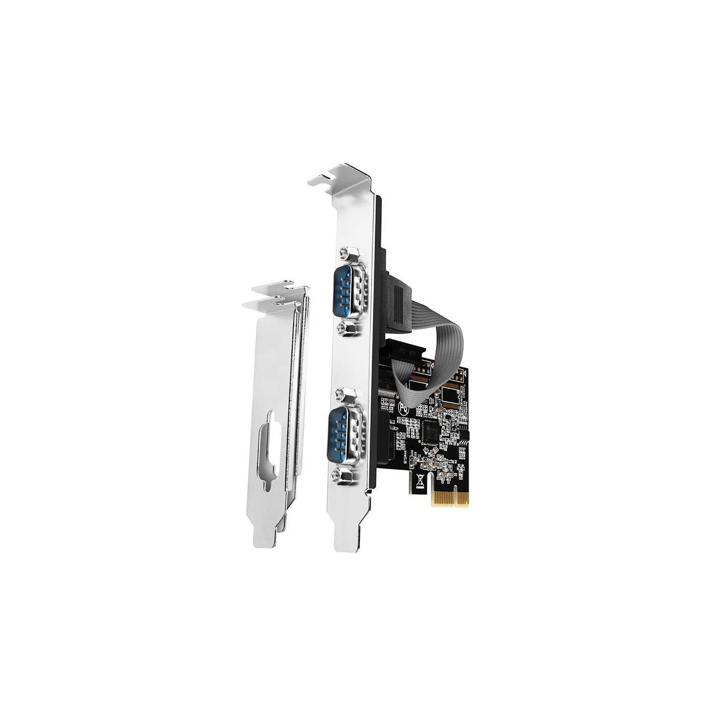 Axagon PCI-Express card with two 250 kbps serial ports. ASIX AX99100. Standard & Low Profile.
