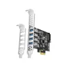 Axagon PCI-Express card with four external USB 3.2 Gen1 ports with dual power. Renesas chipset. Standard & Low profile.