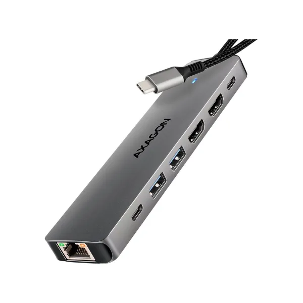 Axagon HMC-7HX2 USB hub 7in1 5Gbps 2xHDMI GLAN USB-C