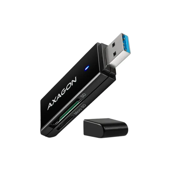 Axagon Slim super-speed USB 3.2 Gen 1 card reader with a direct USB-A connector.