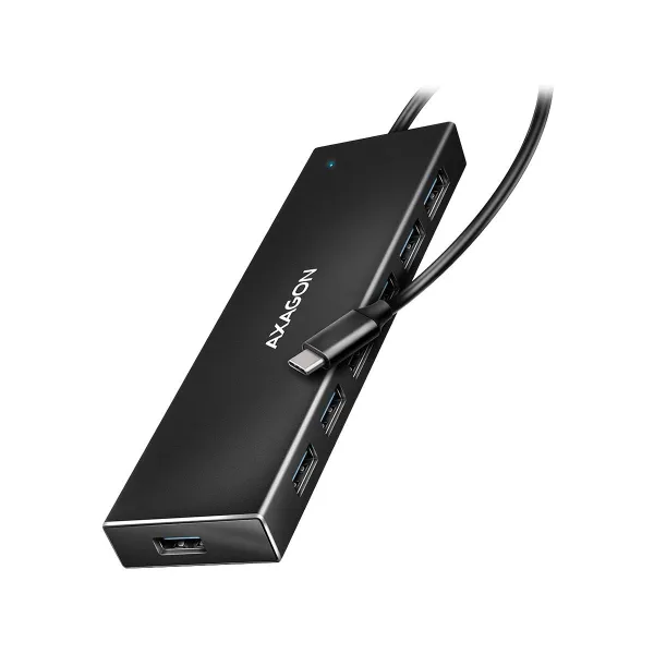 Axagon Seven-port USB 3.2 Gen 1 hub with charging support. Connector for external power supply. USB-C cable 30 cm.