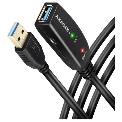 Axagon Active extension USB 3.2 Gen 1 A-M > A-F cable, 5 m long. Power supply option.