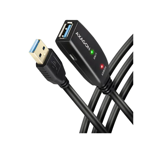 Axagon Active extension USB 3.2 Gen 1 A-M > A-F cable, 5 m long. Power supply option.