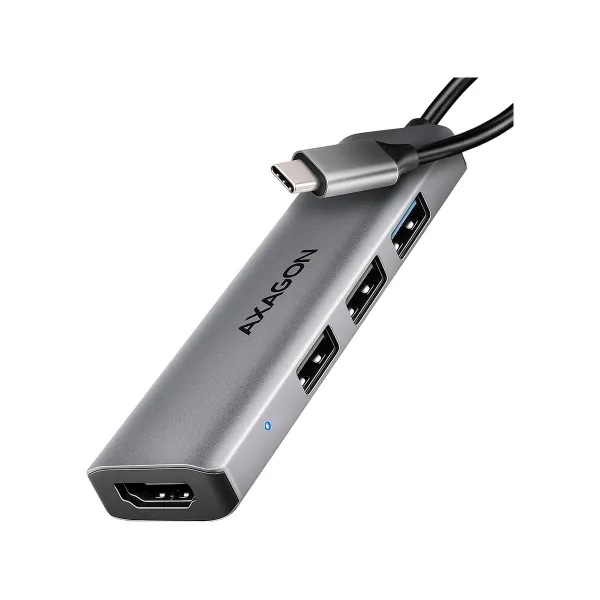 Axagon HMC-H3A 3x USB-A (2x USB2.0, 1x USB3.0) + HDMI 4K 30Hz, 3.2 Gen 1 hub, metal, 15cm USB-C cable