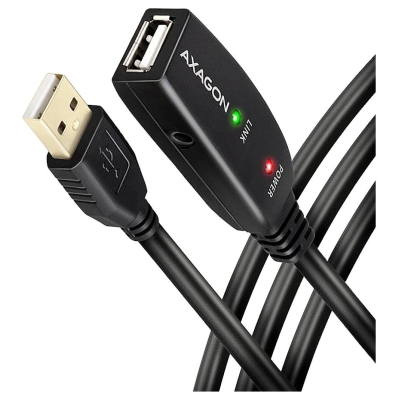 Axagon ADR-215 Active extension USB 2.0 A-M > A-F cable, 15 m long. Power supply option.