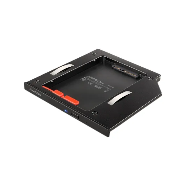 Axagon RSS-CD09 2.5" SSD/HDD caddy into DVD slot, 9.5 mm, LED, ALU