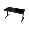 Lorgar Dual-motor sit/stand adjustable-height gaming desk with wireless charger, RGB lighting, control panel, and USB ports, sol