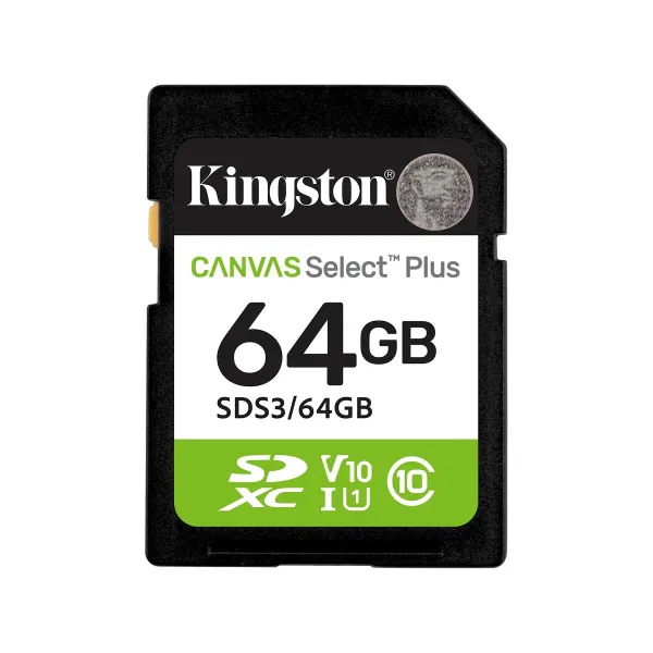 Kingston 64GB SDXC Canvas Select Plus Gen3 100MB/s C10 UHS-I U1 V10