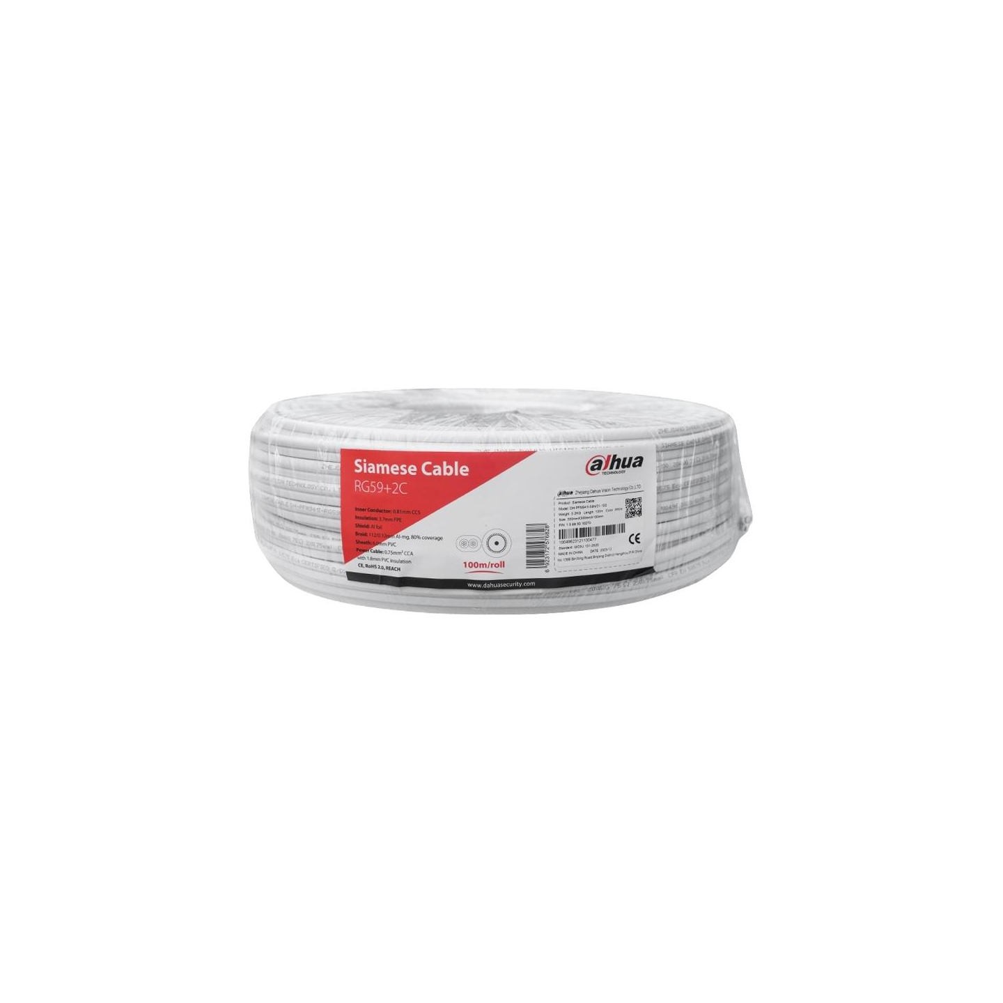 Dahua CABLE RG59 COAX+PWR 100M WHITE/PFM941I-RG59N/21-100-W DAHUA
