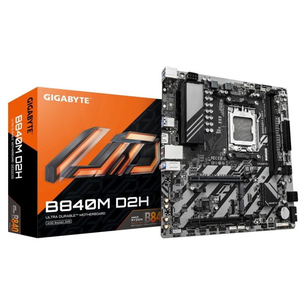 Gigabyte B840M D2H | Processor family AMD | Processor socket AM5 | DDR5 | Supported hard disk drive interfaces SATA, M.2 | Numbe