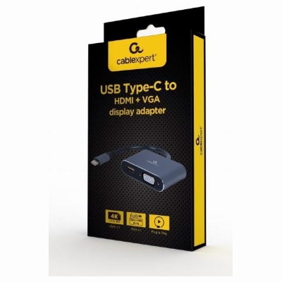 Gembird I/O ADAPTER USB-C TO HDMI/VGA/A-USB3C-HDMIVGA-01 GEMBIRD
