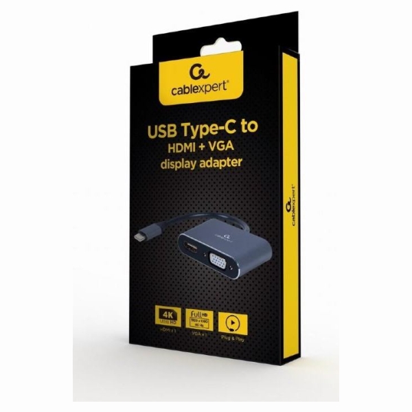Gembird I/O ADAPTER USB-C TO HDMI/VGA/A-USB3C-HDMIVGA-01 GEMBIRD