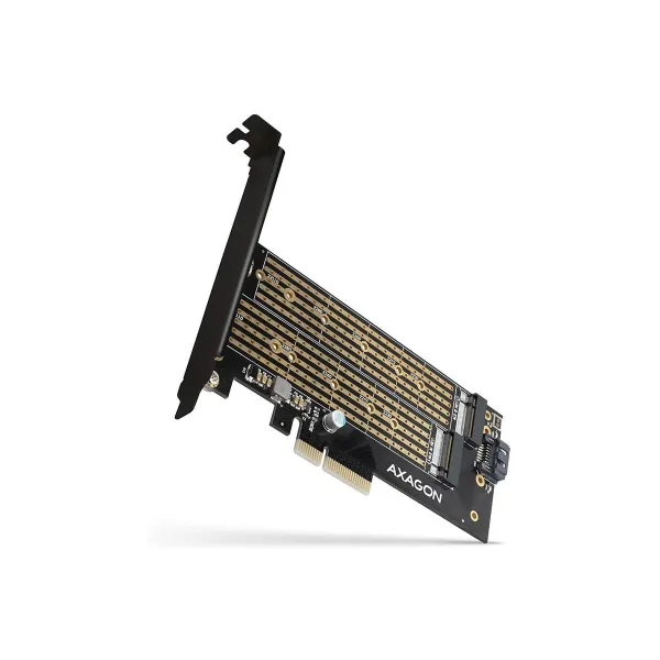 Axagon PCEM2-D PCI-E 3.0 4x - DUAL M.2 SSD (NVMe + SATA), dual voltage, up to 110mm SSD