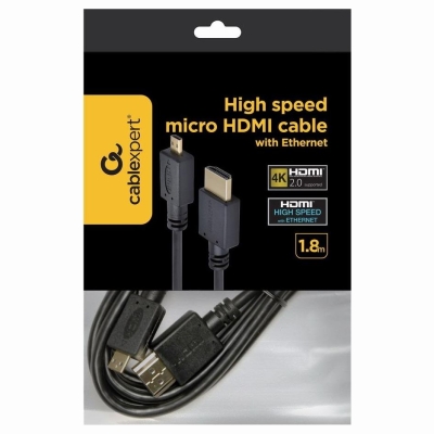 Gembird CABLE HDMI-MICRO HDMI 1.8M/V.2.0 BLK CC-HDMID-6 GEMBIRD