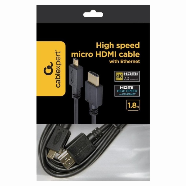 Gembird CABLE HDMI-MICRO HDMI 1.8M/V.2.0 BLK CC-HDMID-6 GEMBIRD