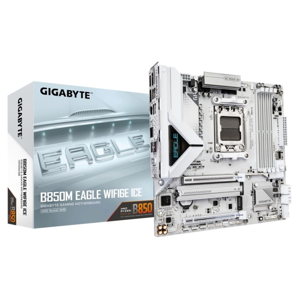 Gigabyte B850M EAGLE WF6E ICE | Processor family AMD | Processor socket AM5 | DDR5 | Supported hard disk drive interfaces SATA, 