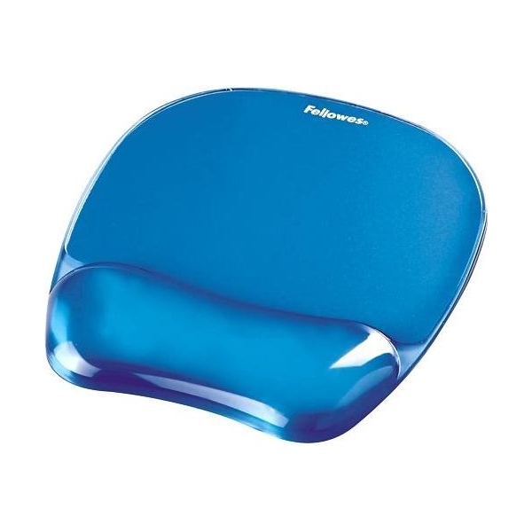 Fellowes | Mouse pad with wrist support CRYSTAL | Mouse pad with wrist pillow | 230 x 202 x 32 mm | Blue