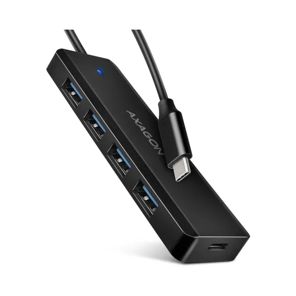 Axagon HUE-C1C 4x USB3.2 Gen 1 Travel hub, USB-C power IN, w. 20cm Type-C cable