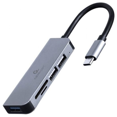 Gembird I/O HUB USB-C 3PORT+CR/UHB-CM-CRU3P1U2P2-01 GEMBIRD
