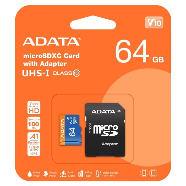 A-Data ADATA 64GB Micro SDXC V10 85MB/s Ad.