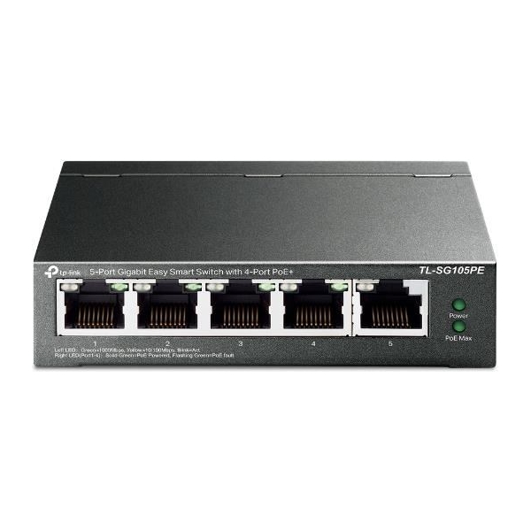 Tp-Link Switch|TP-LINK|Desktop/pedestal|5x10Base-T / 100Base-TX / 1000Base-T|PoE ports 4|TL-SG105PE