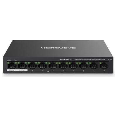 Mercusys Switch|MERCUSYS|Desktop/pedestal|10x10Base-T / 100Base-TX|PoE+ ports 8|MS110P
