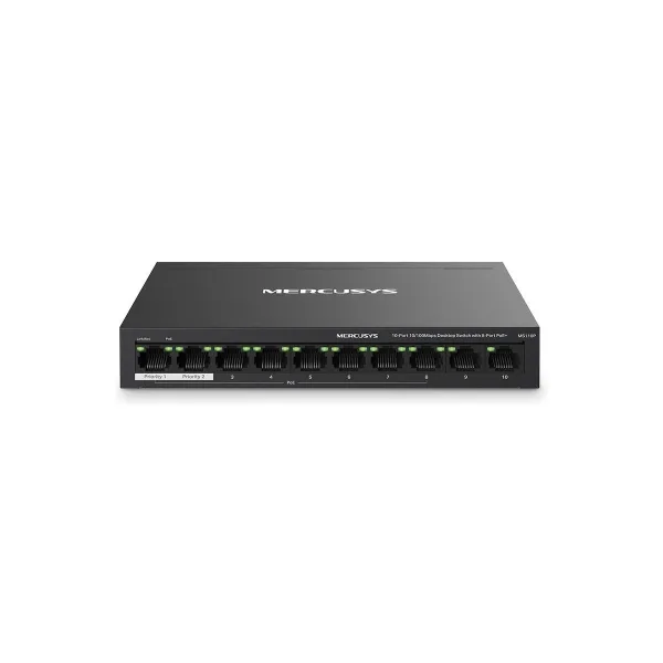 Mercusys Switch|MERCUSYS|Desktop/pedestal|10x10Base-T / 100Base-TX|PoE+ ports 8|MS110P
