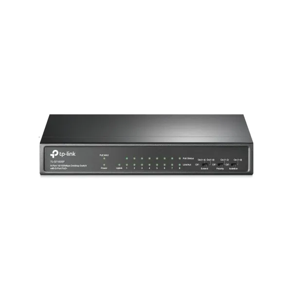 Tp-Link Switch|TP-LINK|Desktop/pedestal|9x10Base-T / 100Base-TX|PoE+ ports 8|TL-SF1009P