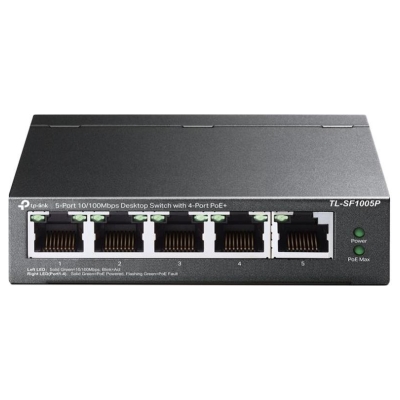 Tp-Link Switch|TP-LINK|Desktop/pedestal|5x10Base-T / 100Base-TX|PoE ports 4|TL-SF1005P