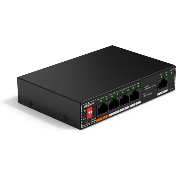 Dahua Switch|DAHUA|PoE ports 4|60 Watts|SF1005P