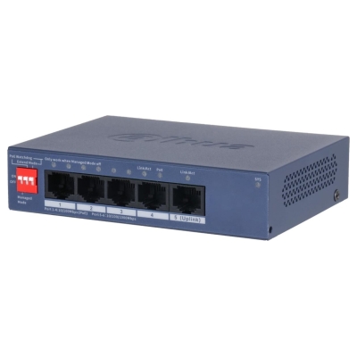 Dahua Switch|DAHUA|DH-CS4005-4ET1GT-36|Switch layer L2|4xRJ-45 ports|RJ-45 Ports Type Fast Ethernet (10/100)|1xGigabit Ethernet 