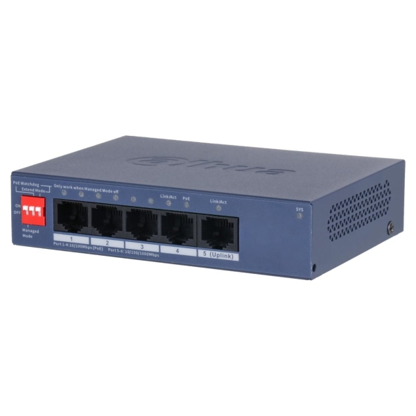 Dahua Switch|DAHUA|DH-CS4005-4ET1GT-36|Switch layer L2|4xRJ-45 ports|RJ-45 Ports Type Fast Ethernet (10/100)|1xGigabit Ethernet 
