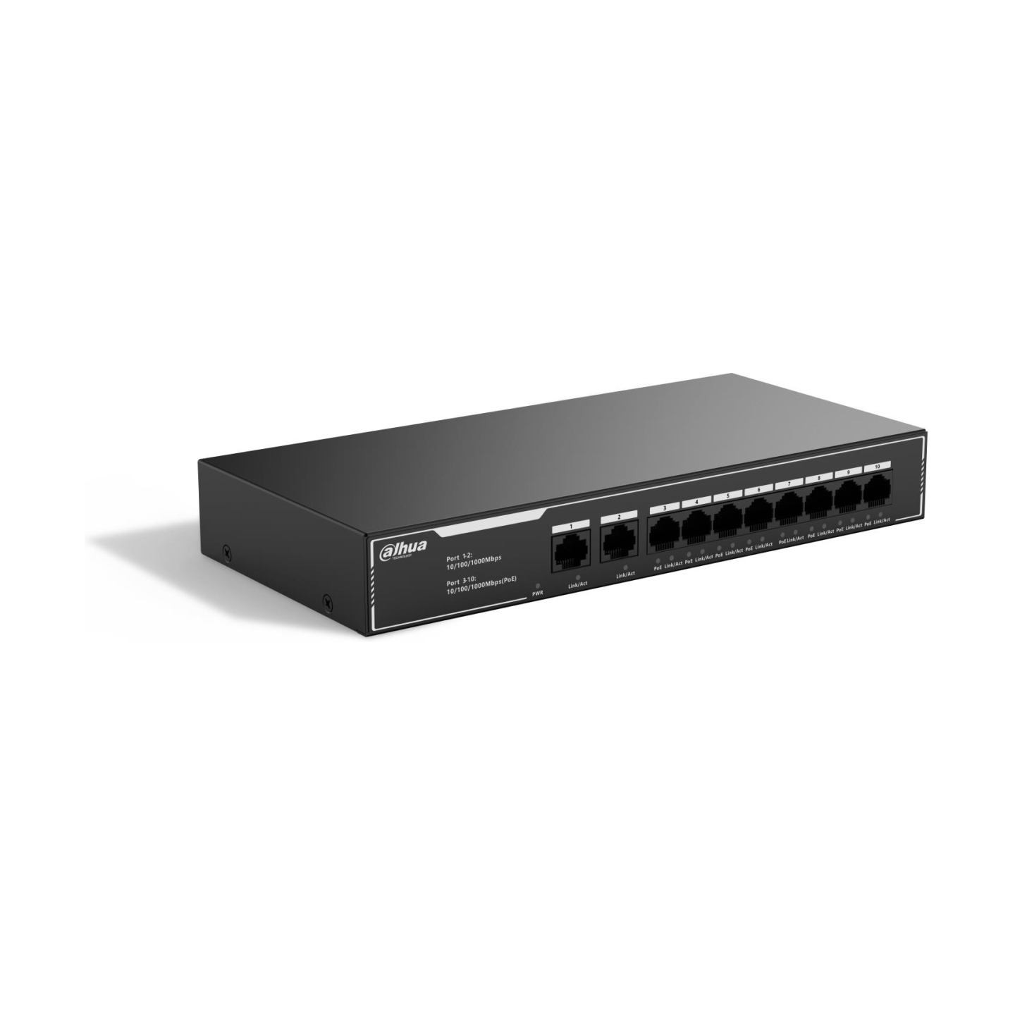 Dahua Switch|DAHUA|10-Port Economical Gigabit PoE Switch with 8-Port PoE|Type L2|SG1010LP