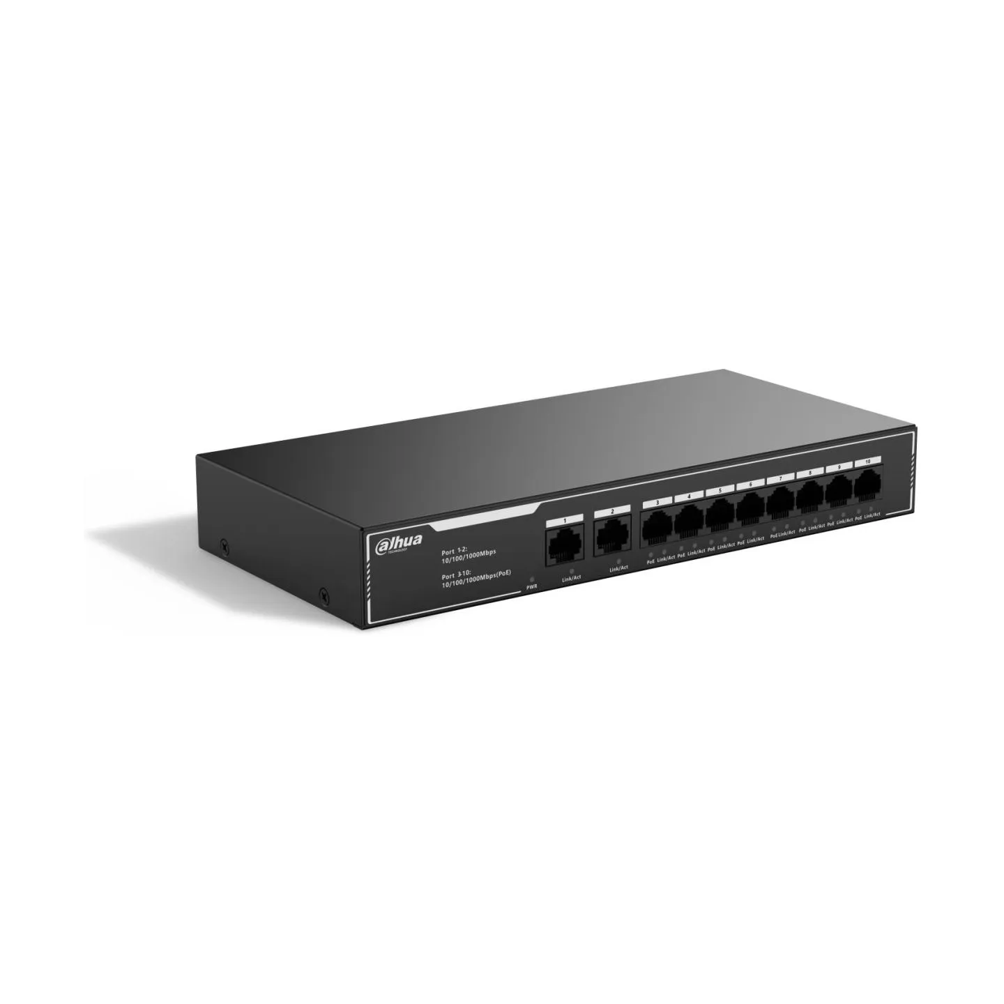 Dahua Switch|DAHUA|10-Port Economical Gigabit PoE Switch with 8-Port PoE|Type L2|SG1010LP