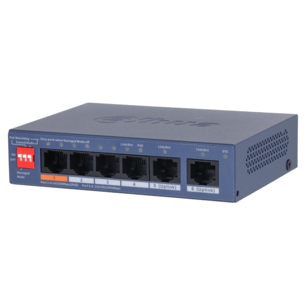 Dahua Switch|DAHUA|DH-CS4006-4ET2GT-60|Switch layer L2|2xRJ-45 ports|RJ-45 Ports Type Fast Ethernet (10/100)|4xGigabit Ethernet 