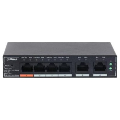 Dahua Switch|DAHUA|DH-SG4006P|Switch layer L2|6xRJ-45 ports|RJ-45 Ports Type Gigabit Ethernet (10/100/1000)|4xPower over Etherne