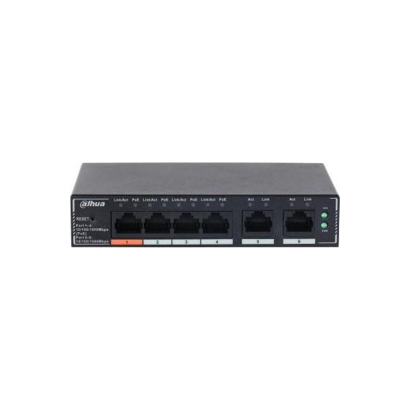 Dahua Switch|DAHUA|DH-SG4006P|Switch layer L2|6xRJ-45 ports|RJ-45 Ports Type Gigabit Ethernet (10/100/1000)|4xPower over Etherne