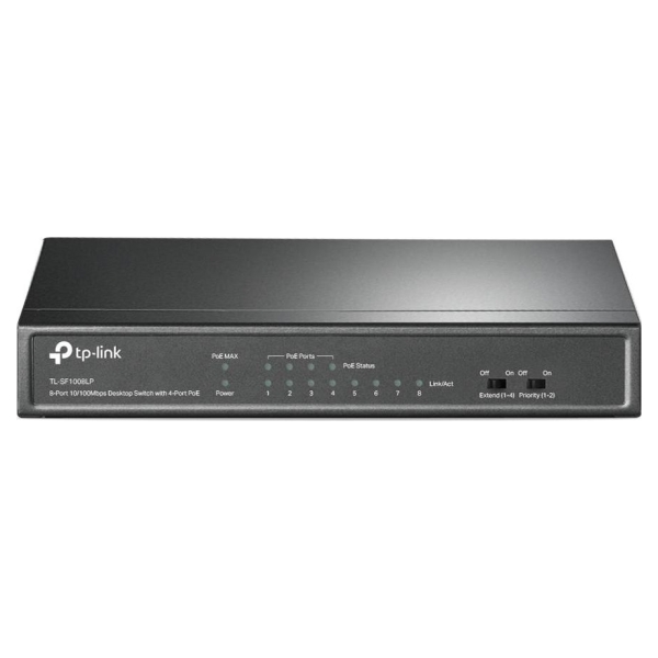 Tp-Link Switch|TP-LINK|Desktop/pedestal|8x10Base-T / 100Base-TX|PoE ports 4|TL-SF1008LP