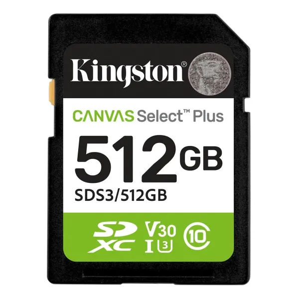 Kingston Canvas Select Plus | 512 GB | SD | Flash memory class Class 10, UHS-I, U1/U3, Video Class 10/30